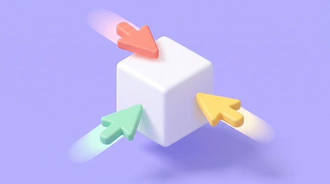Multiple Cursor Arrows Selecting a Digital Cube
