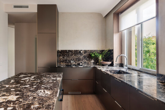 Luxury dark marble kitchen design