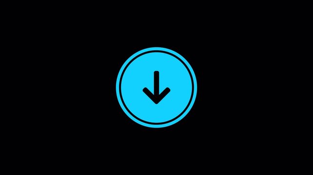download symbol animation on black background with alpha channel , downloading icon in circle with arrow animated, 4k animation video. 