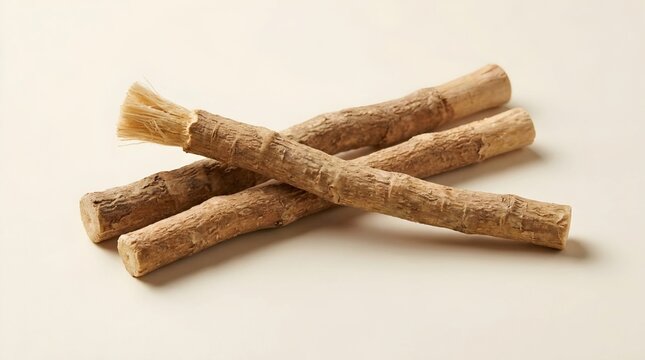 
Natural Miswak Sticks Chewing Toothbrush Brush Beige Background
