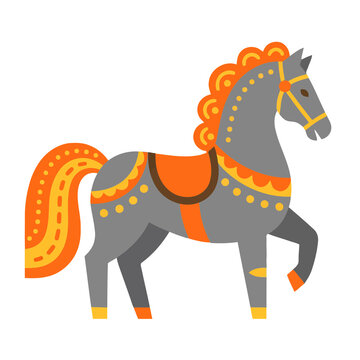Stylized horse illustration with decorative elements