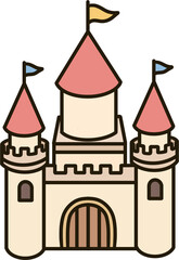Fairytale castle gate vector illustration, cute kingdom castle icon with flags © 예주 김