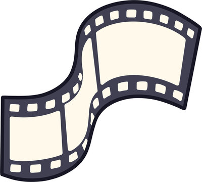 Wavy film strip vector illustration, blank movie film frame icon