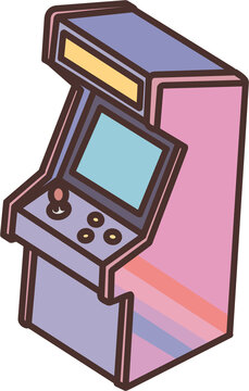 Vintage arcade game cabinet vector illustration, retro arcade machine icon
