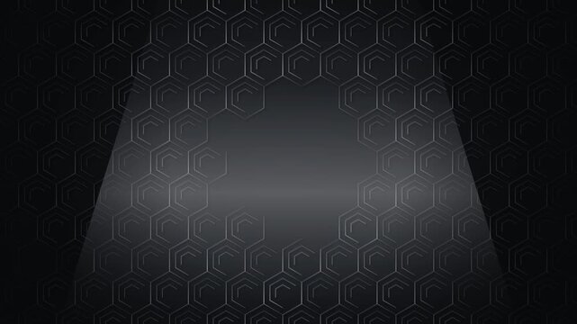 Dark Obsidian Hexagonal Contour Vertical Spotlight Motion Background