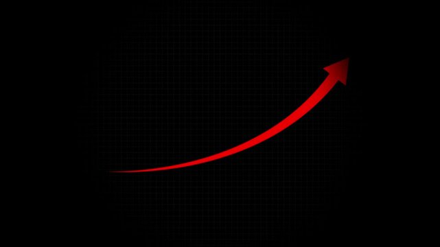 Business graph growth animation on black background 4k video