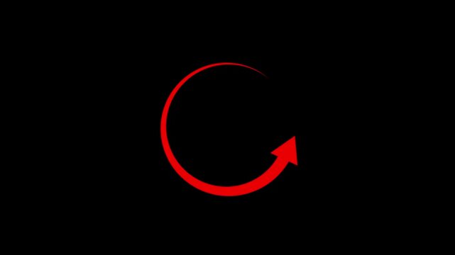 Circle countdown icon animation on dark background  digital motion graphic design.