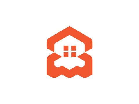 Real Estate House Logo Vector Icon with Hexagon Monogram Concept