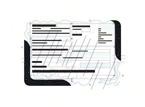 Ai document analysis scanned business records with ocr recognition layers for data processing