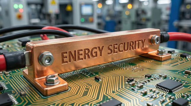 Copper busbar energy security circuit board electronic component industrial control equipment close up