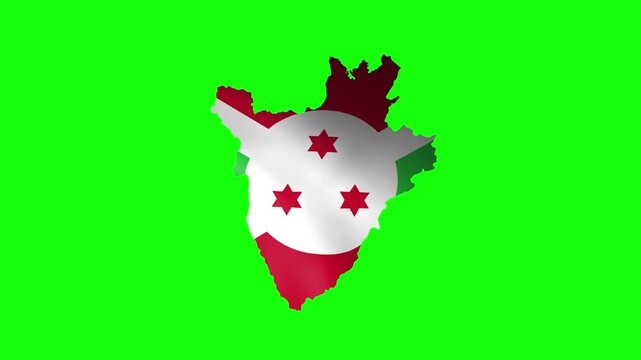 Burundi flag map on green screen