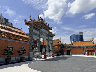 The Tai Hong Kong White Jade Shrine in Bangkok was built to honor His Majesty the King’s 72nd birthday. It is a sacred place known for its elegant white jade statue and peaceful atmosphere. © thanjira.j