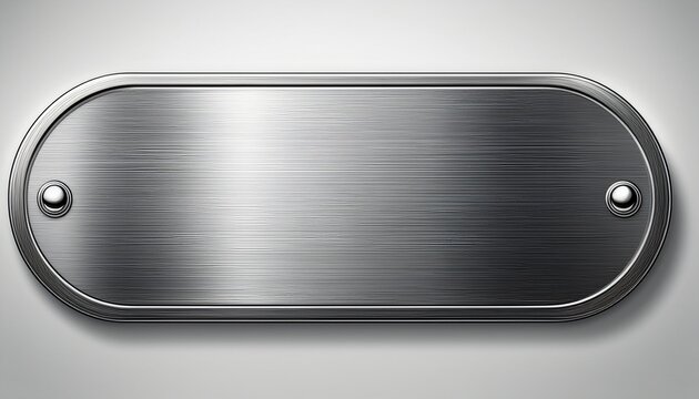 realistic brushed steel nameplate tag with rounded corners isolated background