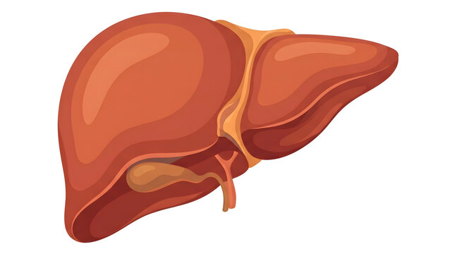 human liver vector illustration showing internal organ anatomy with gallbladder and ducts designed for medical education science infographics and healthcare graphic design resources on isolated white