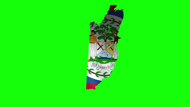Belize flag map on green screen