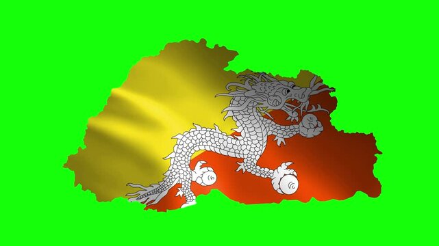 Bhutan flag map on green screen