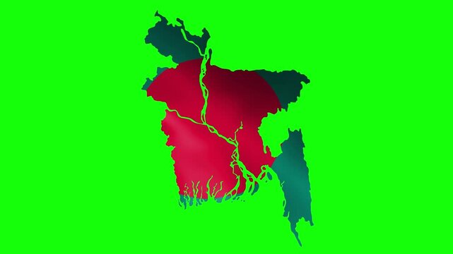 Bangladesh National Flag Waving in Wind &mdash; Realistic Green and Red Cloth Motion Background