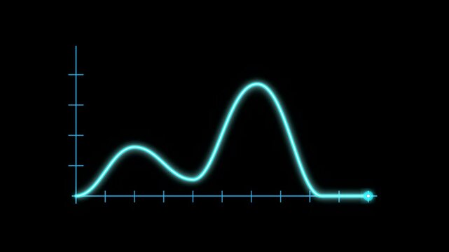 Neon blue animated line graph data visualization