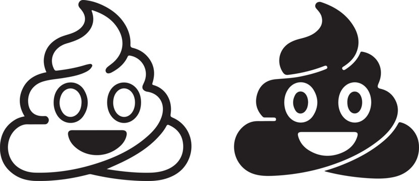 Pile of excrement silhouettes with facial features black and white graphic