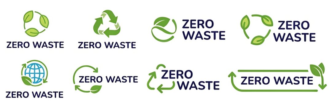 Collection of zero waste and recycling logos symbol