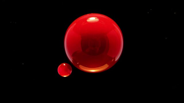 Macro view of smooth ruby red liquid dripping and merging softly in zero gravity, ambient warm lighting, high-end commercial style, clean pitch-black background, noise-free, pristine color depth