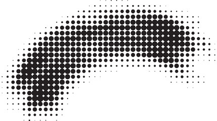 black halftone dot pattern shape curved design element isolated on white background vector illustration © Fendik Aviero