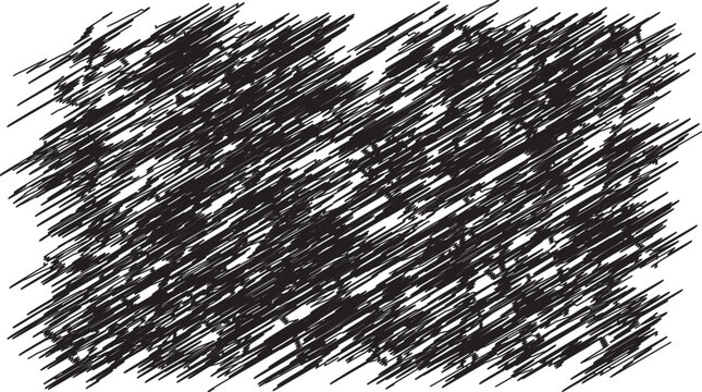 Black scribble texture design element with rough hand drawn strokes and diagonal lines for grunge art and creative graphic projects