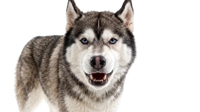 Beautiful siberian husky dog portrait isolated on white