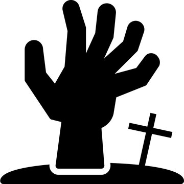 Halloween zombie hand silhouette icon