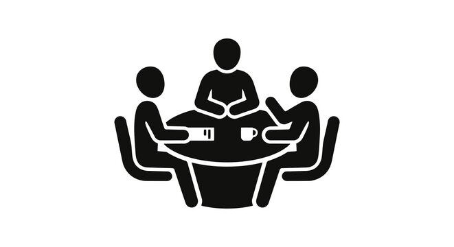 Silhouette of four people seated around a circular table