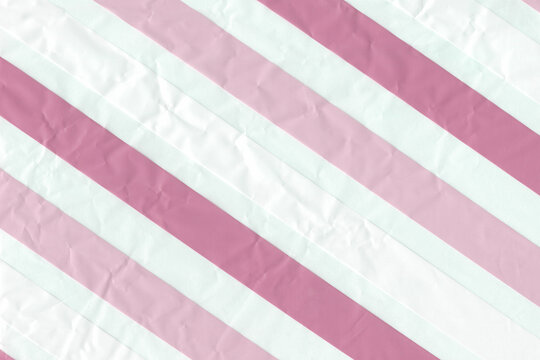 Pink and white diagonal stripes background. Pastel red geometric pattern.