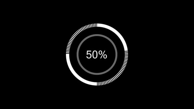 circle Loading bar animation with counting from 0 to 100%. Loading circle animation on Black background. 4k video