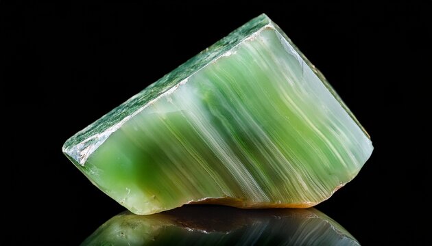 raw jade crystal isolated on black background