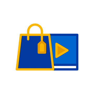Video shopping icon set for e-commerce mobile application