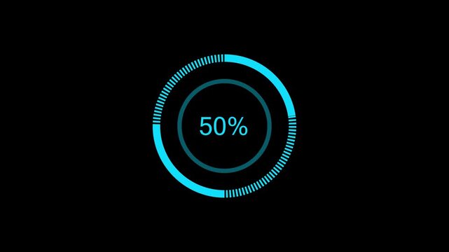circle Loading bar animation with counting from 0 to 100%.. 4k video