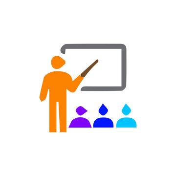 Teacher Presenting Lesson to Students in Classroom Icon