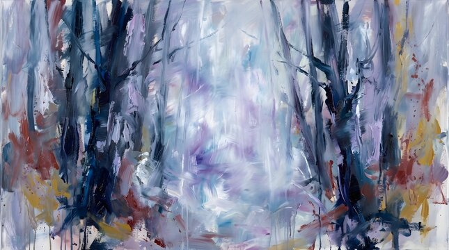 An ethereal and captivating abstract expressionist painting showcasing a symphony of cool tones and delicate brushstrokes evoking a sense of tranquility and atmospheric