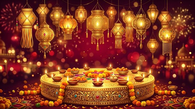 A vibrant and dazzling display of lights celebrating the joyous hindu festival of diwali