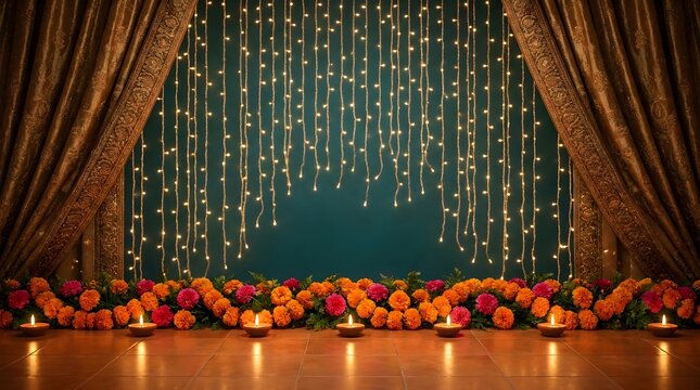 A radiant diwali celebration featuring vibrant lights traditional decorations and the warm glow of festivities