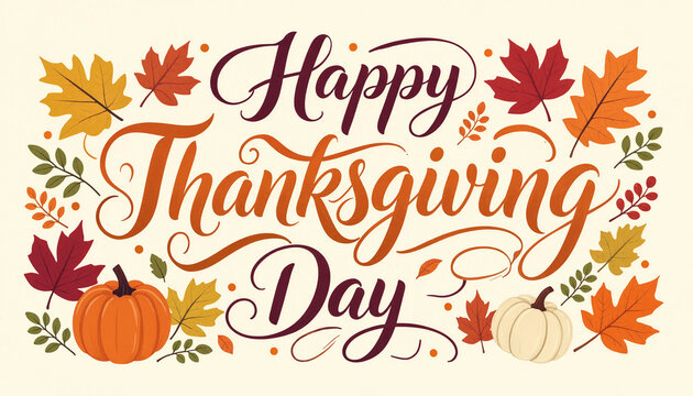 Thanksgiving Hand Lettering Vector with Autumn Typography