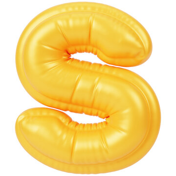 Inflate Alphabet Balloon S 3d render icon in cartoon plastic style minimal isolated on transparent white background	