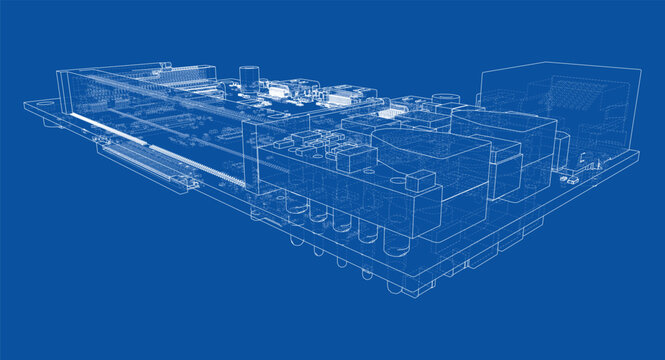 circuit board blueprint illustration. Vector