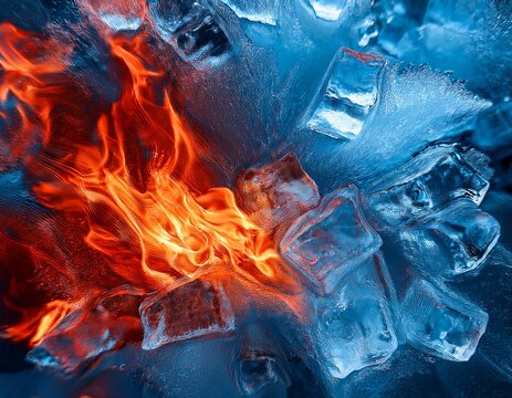 abstract background texture of intense red fire contrasting with cool blue ice red fire blue ice contrast hot cold