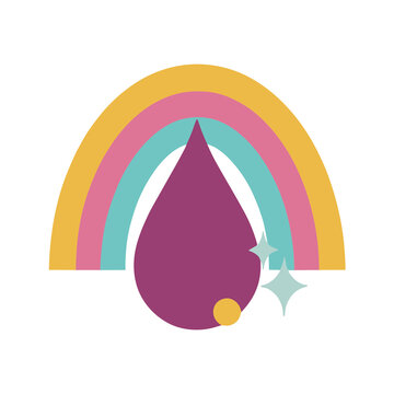 Rainbow with purple drop and stars