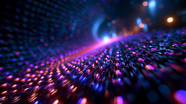 Digital Data Stream in Futuristic Fiber Optic Tunnel