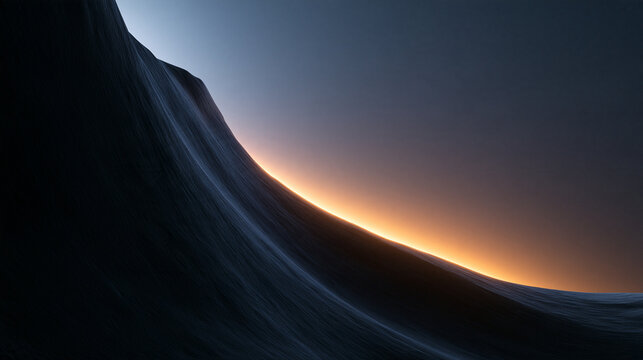 Sunrise Glow Behind Dark Minimalist Mountain Ridge