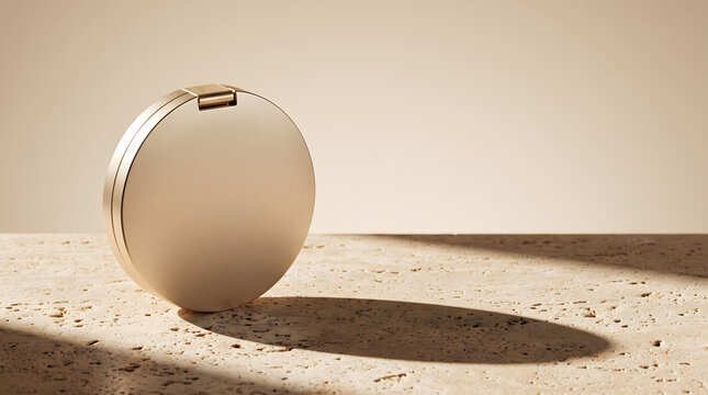 Gold Compact Mirror Case on Textured Stone Surface