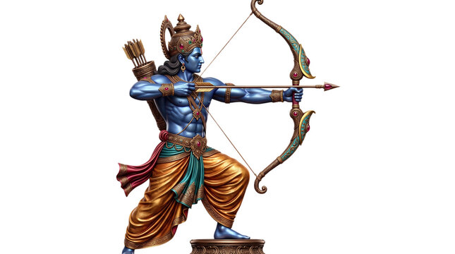 Lord rama with bow and arrow isolated on transparent background