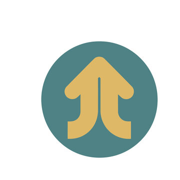 Abstract arrow symbol in teal circle