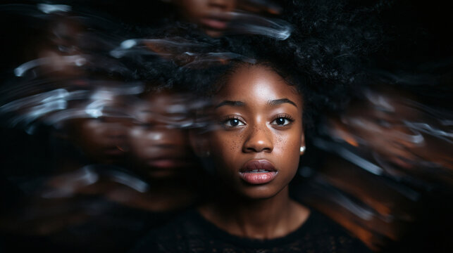Young Black Woman Experiencing Mental Confusion and Anxiety